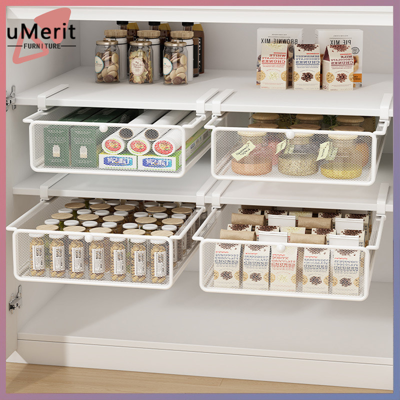 Kitchen storage rack drawer style hanging pull-out layered seasoning ...