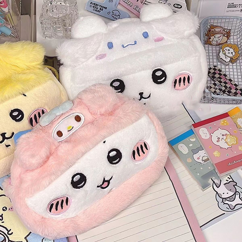Cute Cartoon Chiikawa Plush Pen Case Stuffed Penboxes Large Capacity ...