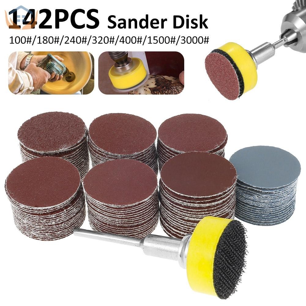 142pcs 1 inch Sanding Discs Set Abrasive Red 100/180/240/320/400/1500 ...