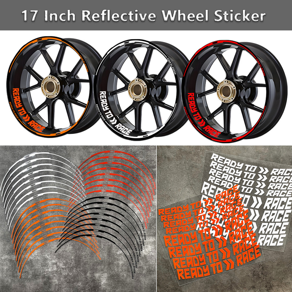 17 inch Motorcycle wheel Sticker Ready to Race Hub Decals Rim Stripe ...