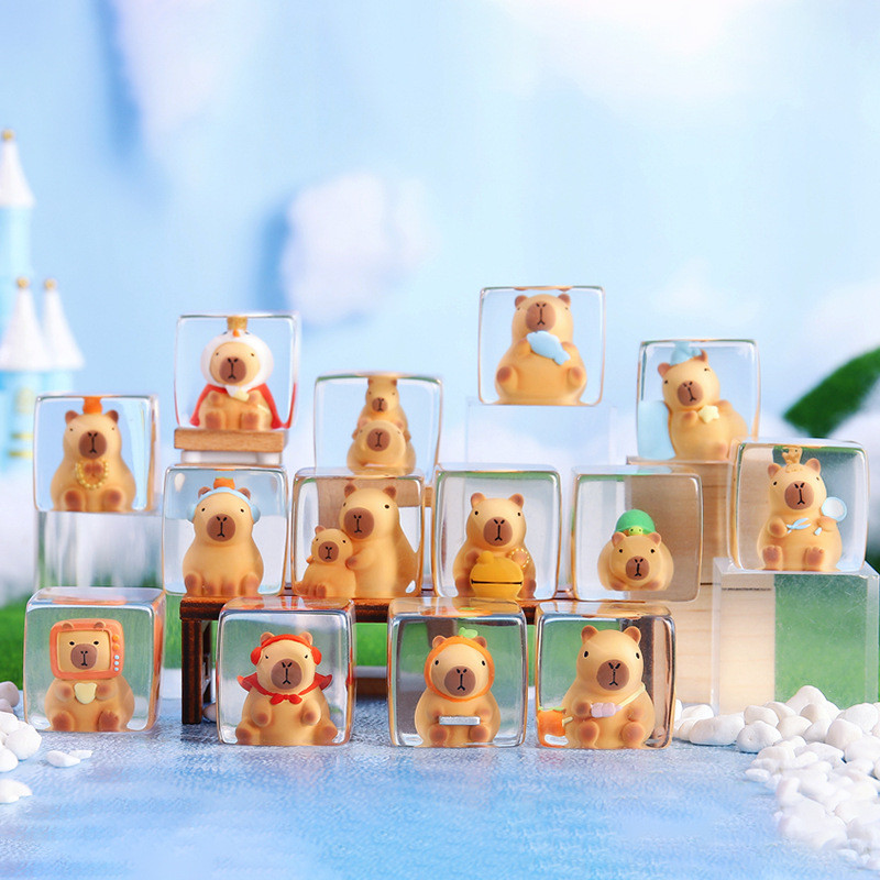 Ice Cube Capybara Blind box Toys Figure model Resin Crafts - Mainan ...