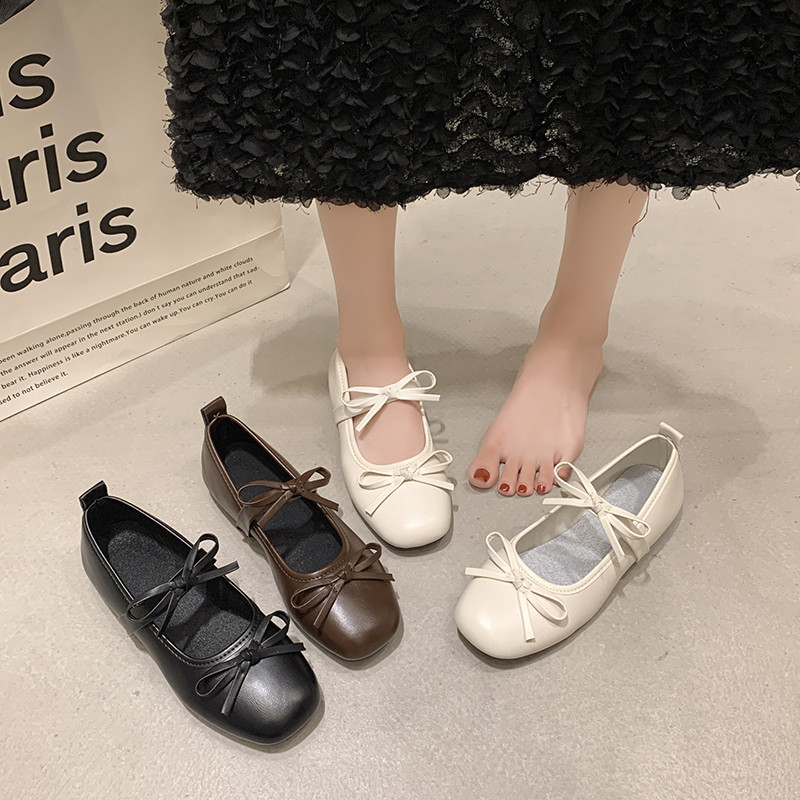 Women Fashion Mary Jane Shoes Ladies Bow Decoration Comfortable Lightweight  Single Shoes