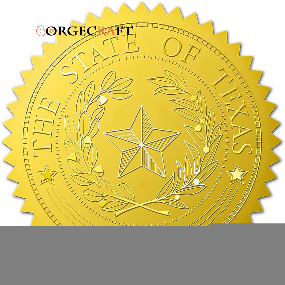 25Sheet 100pcs City Theme Embossed Gold Foil Seals 5cm the State of ...