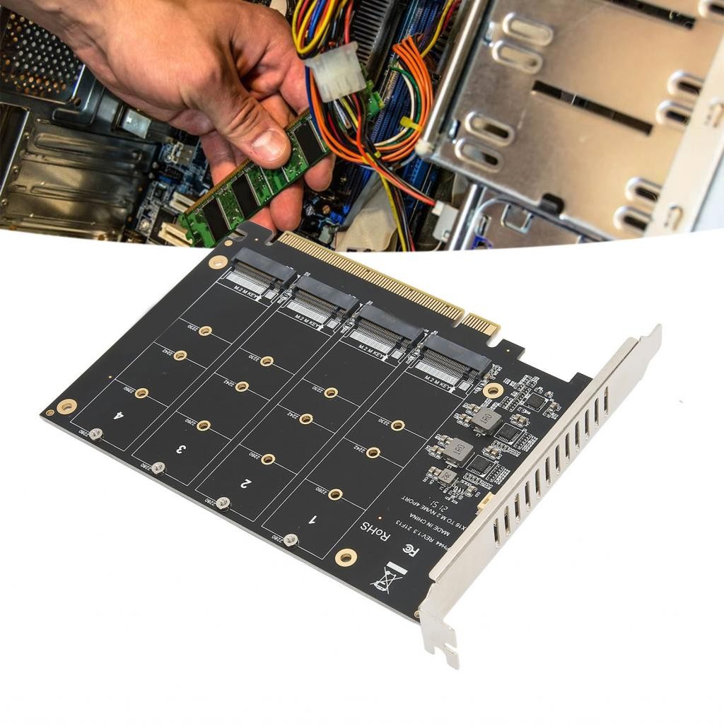 Xiyijia M.2 PCIE Adapter NVMe to PCIe 4.0 X16 Protocol 4 Bay SSD ...