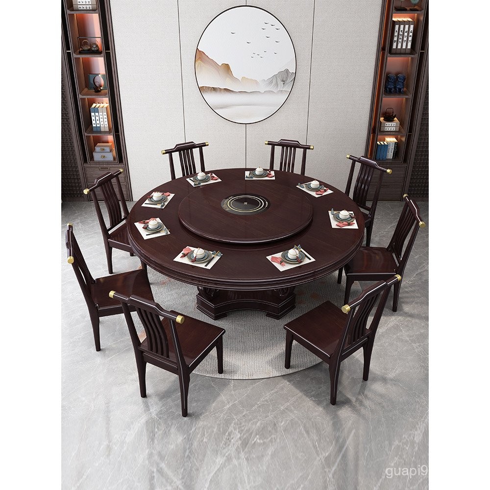 Bailos New Chinese Style Solid Wood Dining Table Chair Combination with ...