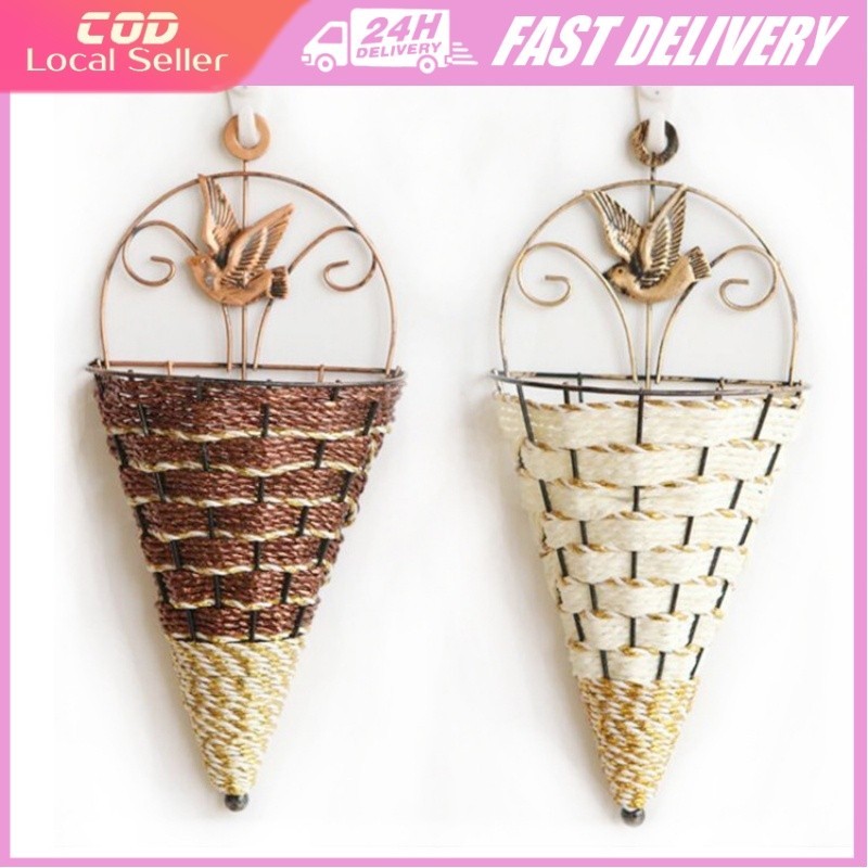 Hanging Metal Flower Basket Vase Simulation Imitation Rattan Vine