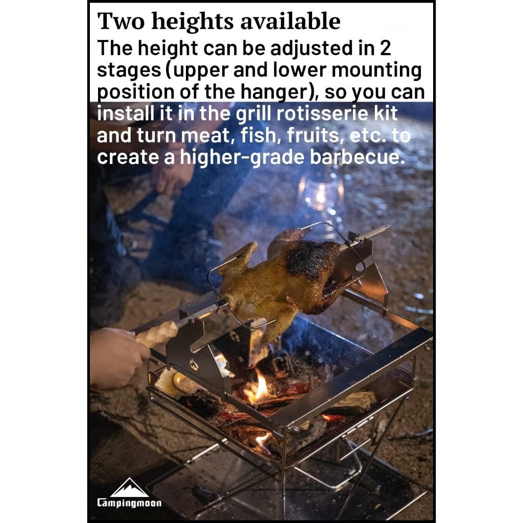 Campfire Grill CampingMoon Hand-Crank Rotisserie Grill - 304 Stainless  Steel For Open Fire Cooking Manual Rotisserie, image size:1024x1024