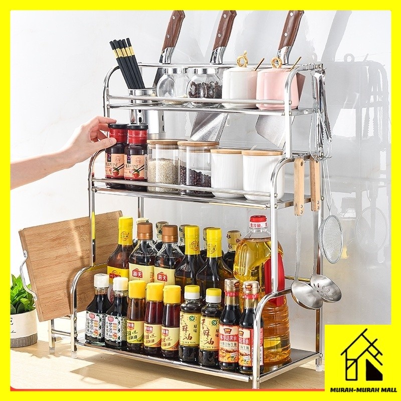 (🇲🇾READY STOCK) 2/3 Tier Kitchen Multi-Function Seasoning Spice Sauces ...