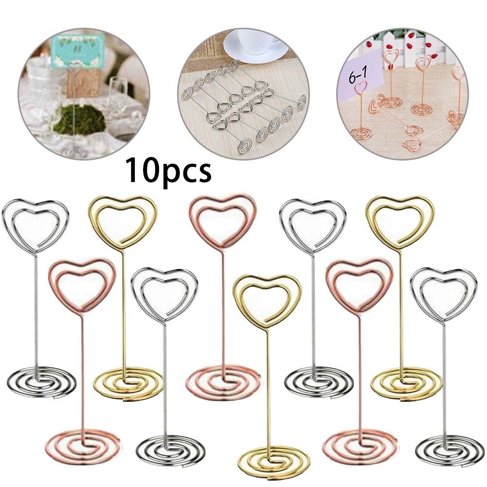 BYK 10x Heart Pattern Table Number Name Card Holder Party Memo Photo