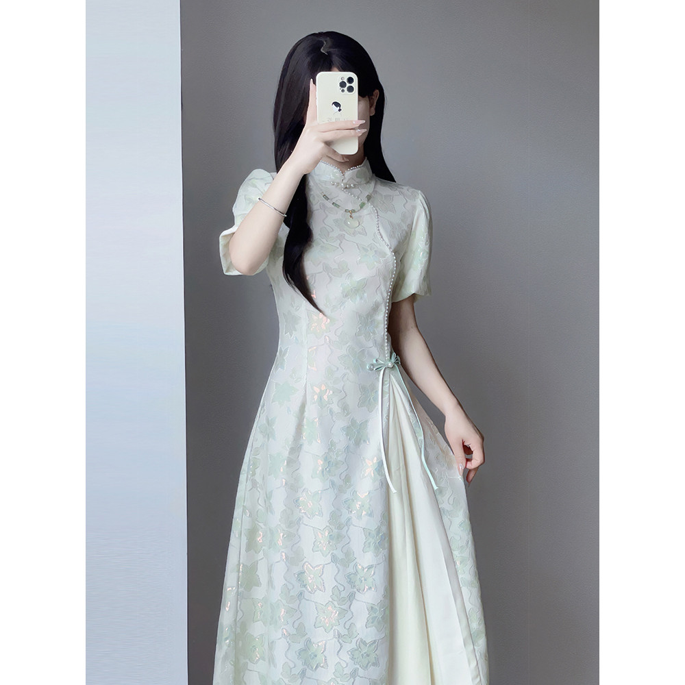 Cheongsam 2024 Spring Summer New Style Temperament Improved Chinese Style Dress New Chinese Style Narrow Waisted Girl Daily Aude Shopee Malaysia