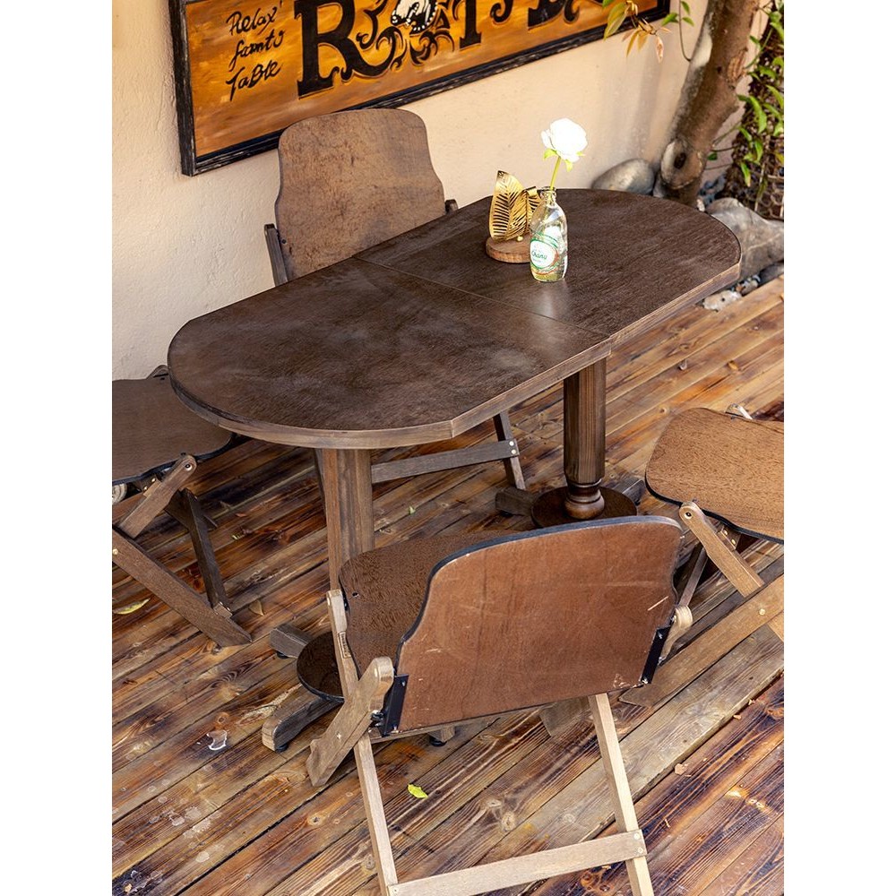 Retro Table and Chair Combination Long Table Can Be Spliced Wall Table