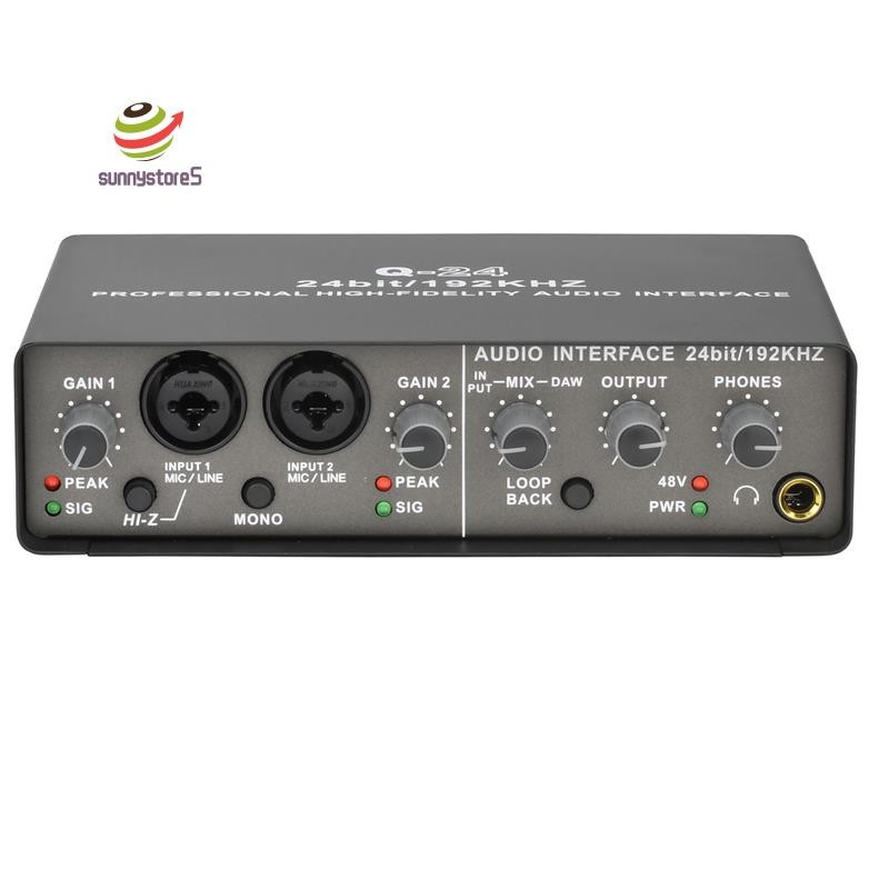 Professional 24Bit 192KHz Audio Interface 2 Input Sound Card for ...