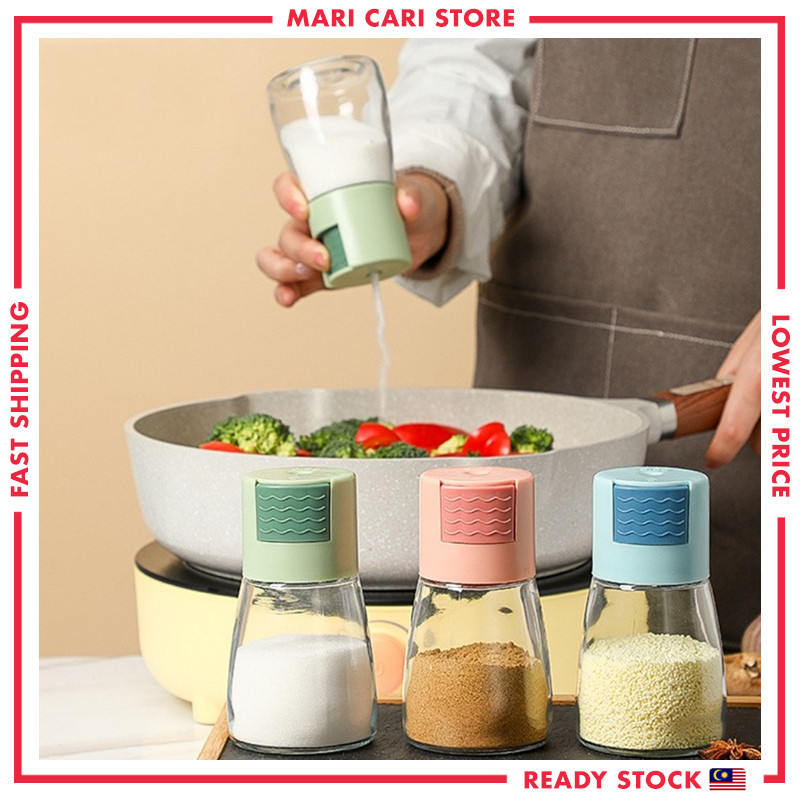 Salt Dispenser 180ml Salt Press Bottle Spice Container Sugar Pepper ...