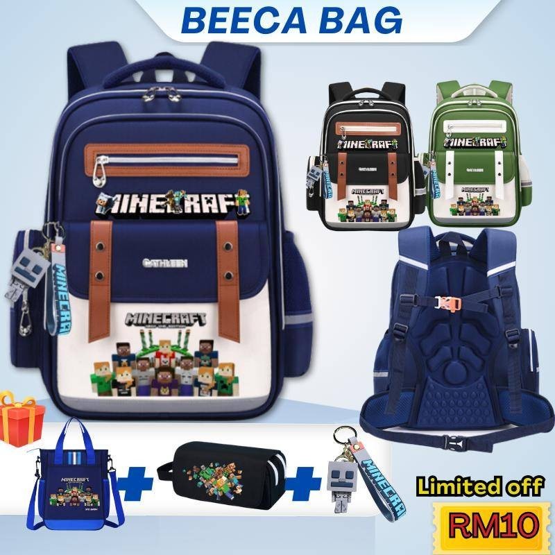 ️24h shipping ️minecraft spine cartoon backpack beg sekolah budak ...