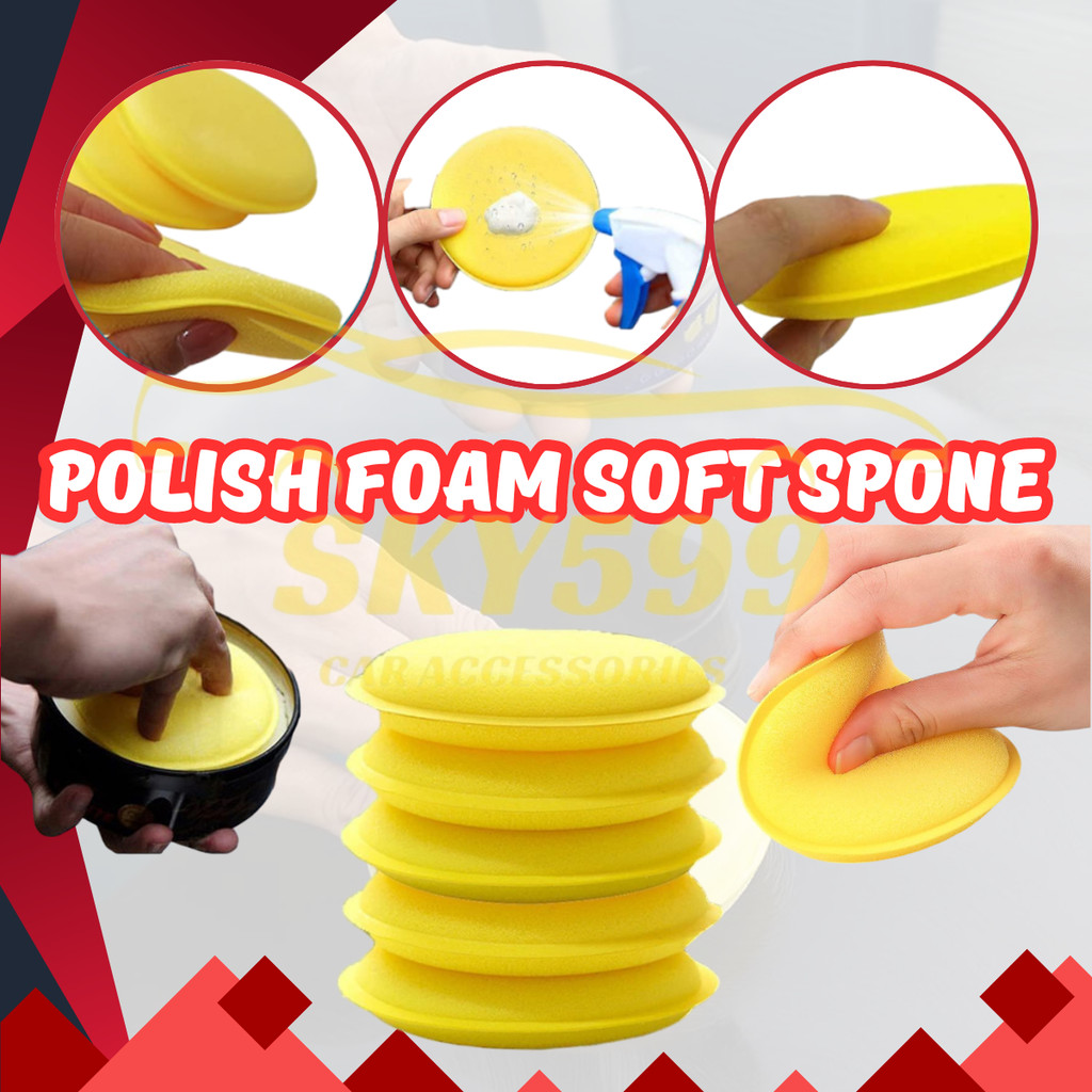 1PC Car Auto Wax Polish Foam Sponge Hand Soft Wax Yellow Sponge Pad ...