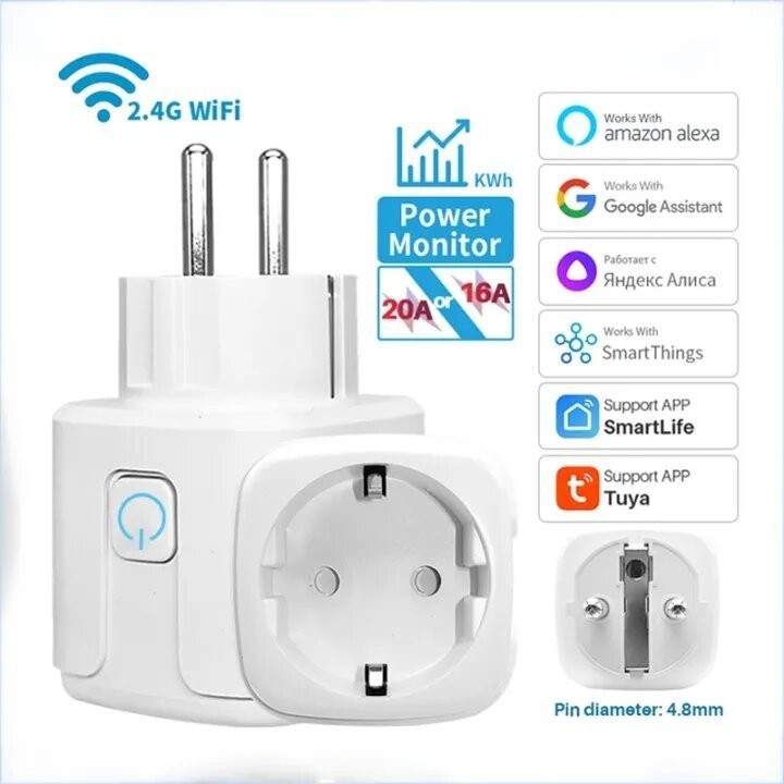 Tuya Smart life Smart wifi plug socket measures power consumption 16A ...