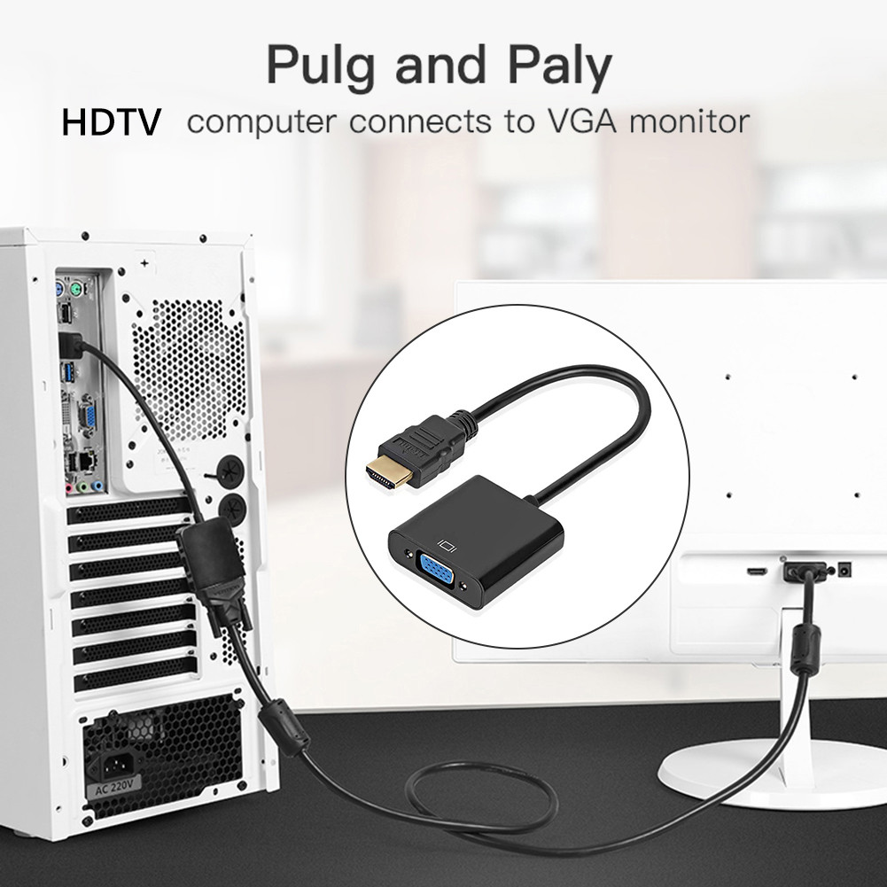 [Getdouble.my] To VGA Adapter Male to Famale 1080P