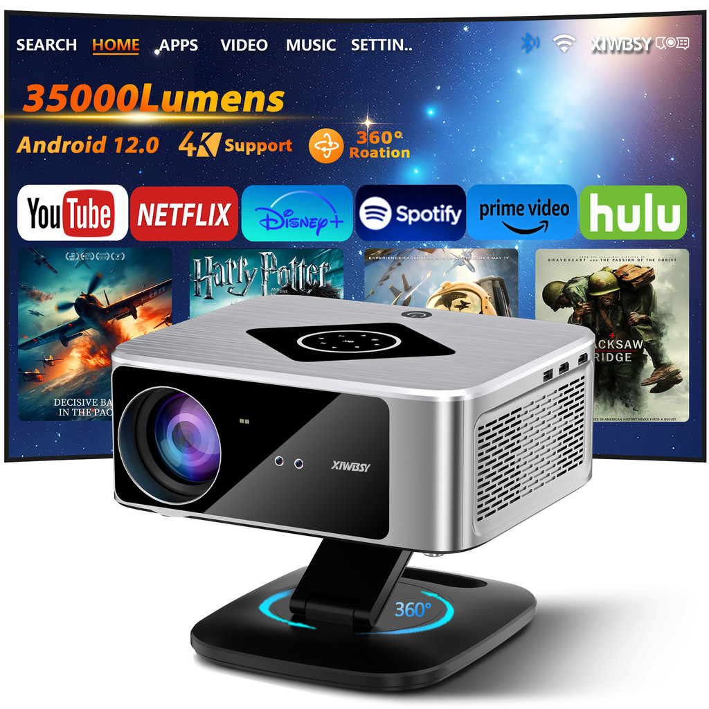 XIWBSY 35000Lumen Android 12 Projector Auto Focus/Keystone Smart ...