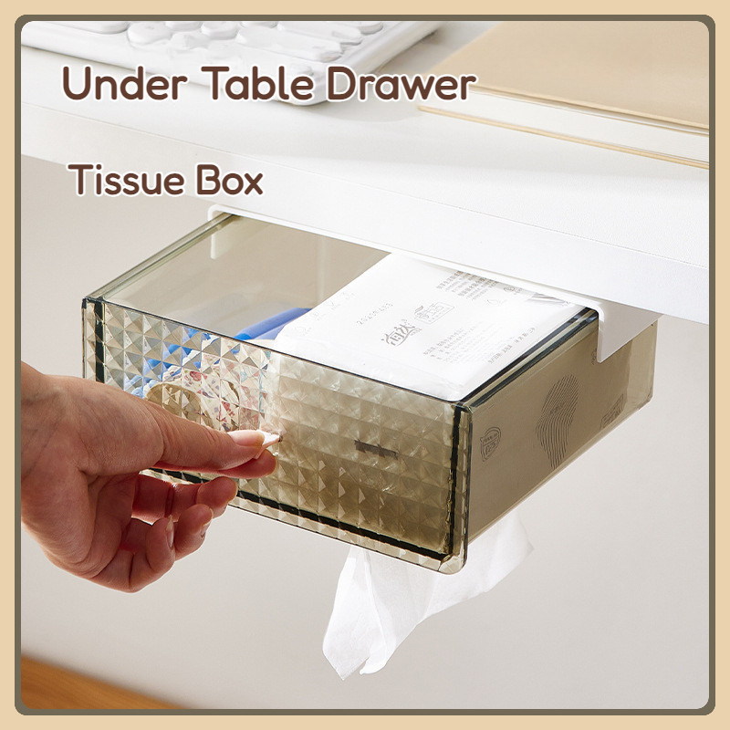 Under Desk Drawer Hidden Shelf Sliding Drawer Self-Adhesive Storage ...