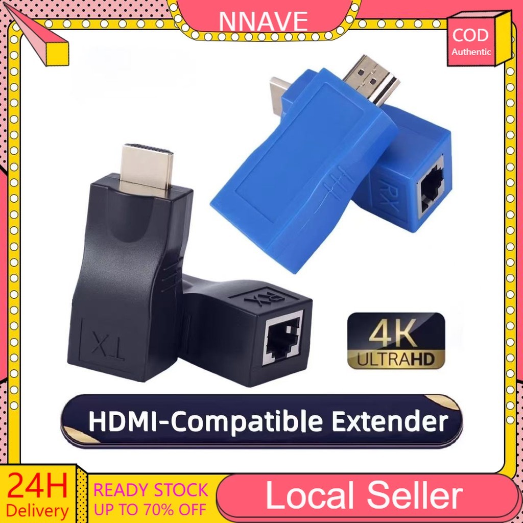 2Pcs HDMI to RJ45 Cable Converter Splitter 1080P 4K Extender Network ...