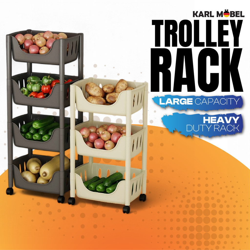 Trolley Rack Rak Roda Troli Bertingkat Kitchen Storage Trolley Rack ...