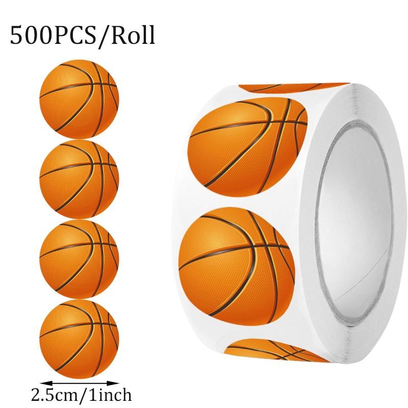 [Isn] 500Pcs/Roll Footballs Soccers Basketball Sport Stickers 2.5cm/1.0 ...
