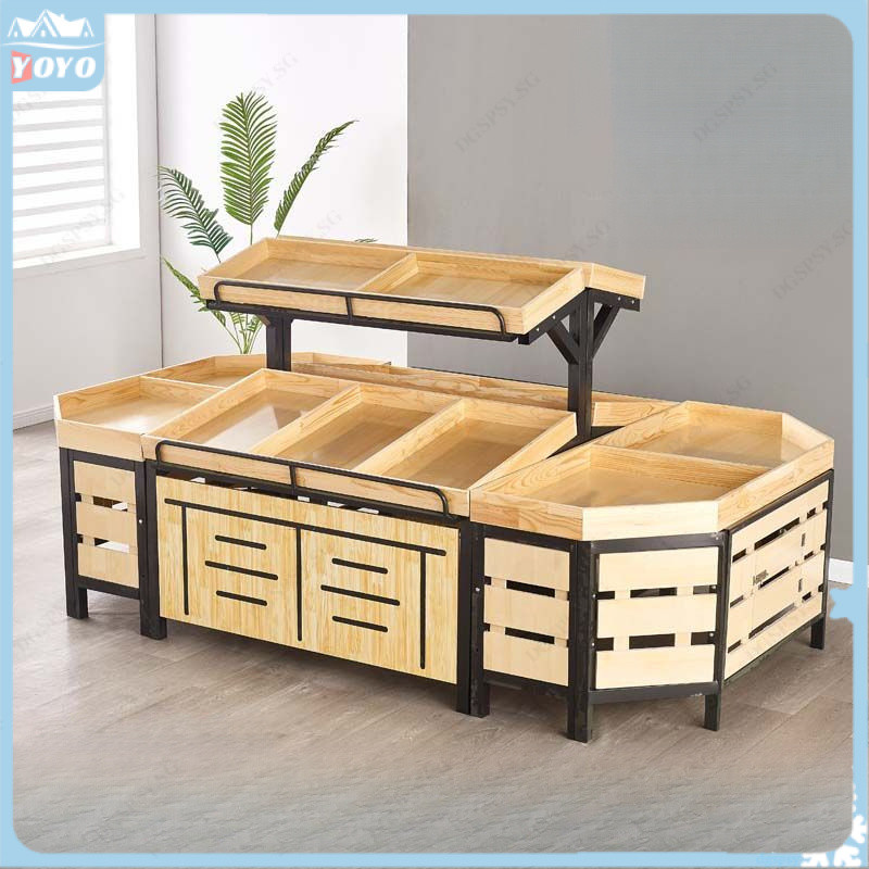 Wooden fruit display rack, fruit store multi-functional supermarket ...