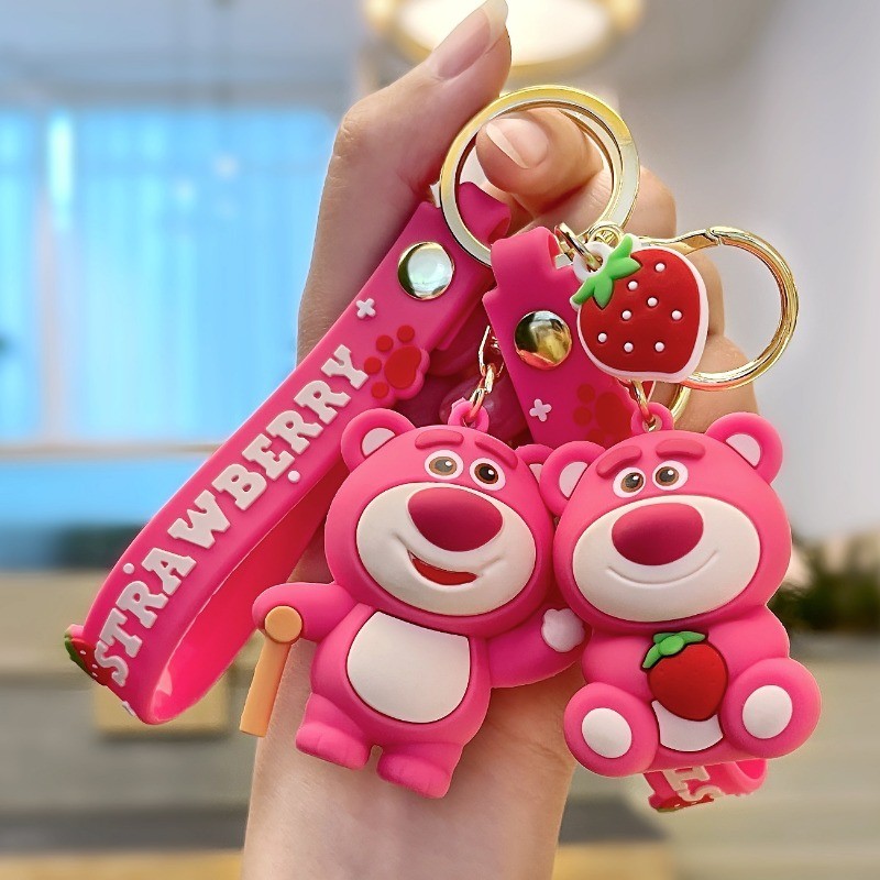 Anime Toy Story Strawberry Bear Lotso Keychain Figure Cosplay Bag ...