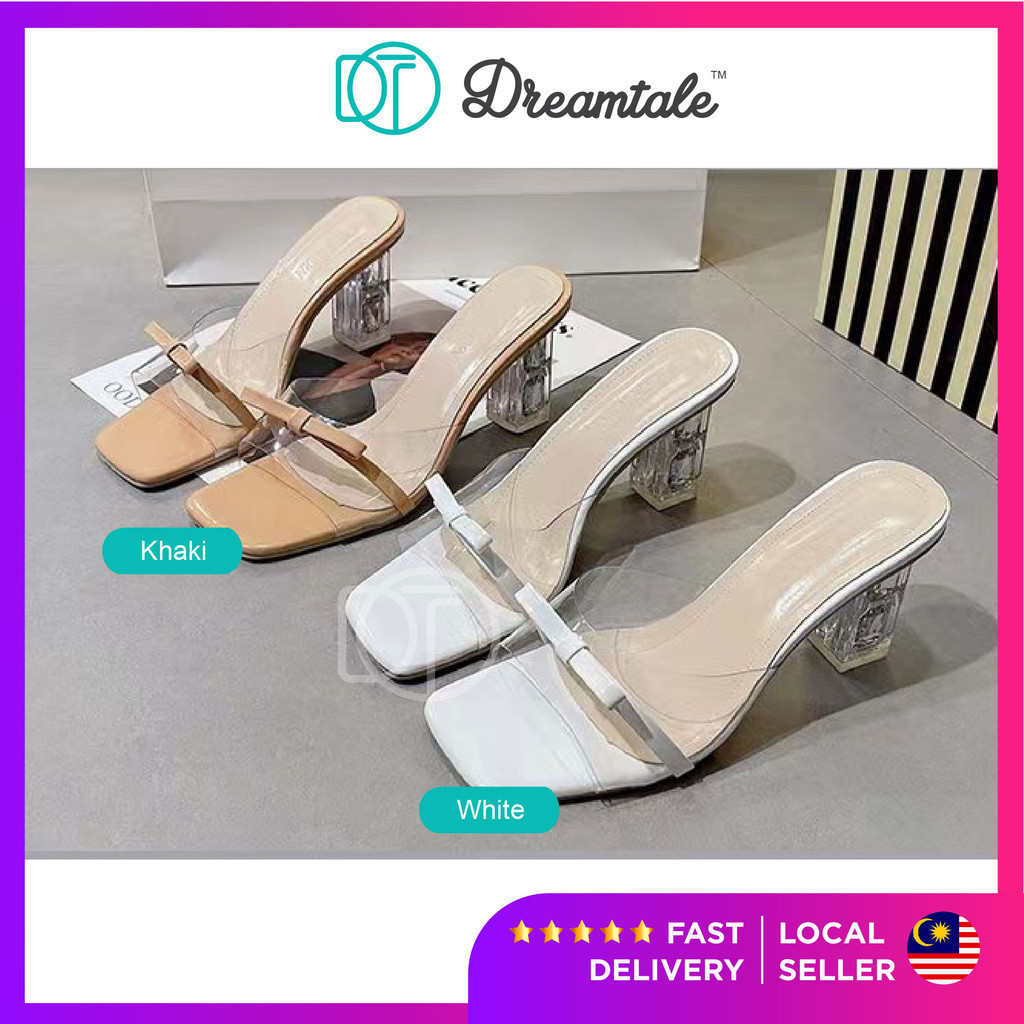 Dreamtale Women Heels Sera Ribbon Transparent Thick Heels Sandal Heels ...