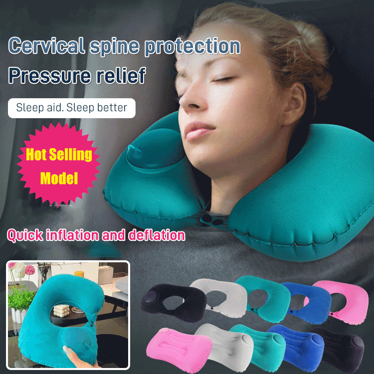 Press Type Inflatable U-shaped Pillow Cervical Spine Protection ...
