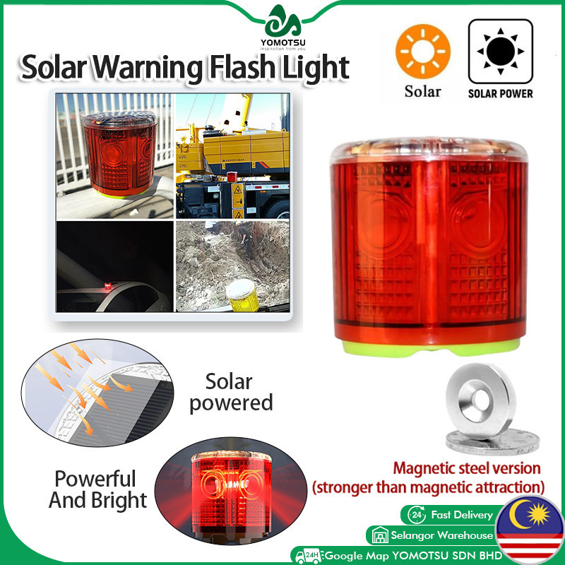 Solar Heavy Duty Warning Flash Light Traffic Road Safety Beacon Lamp ...