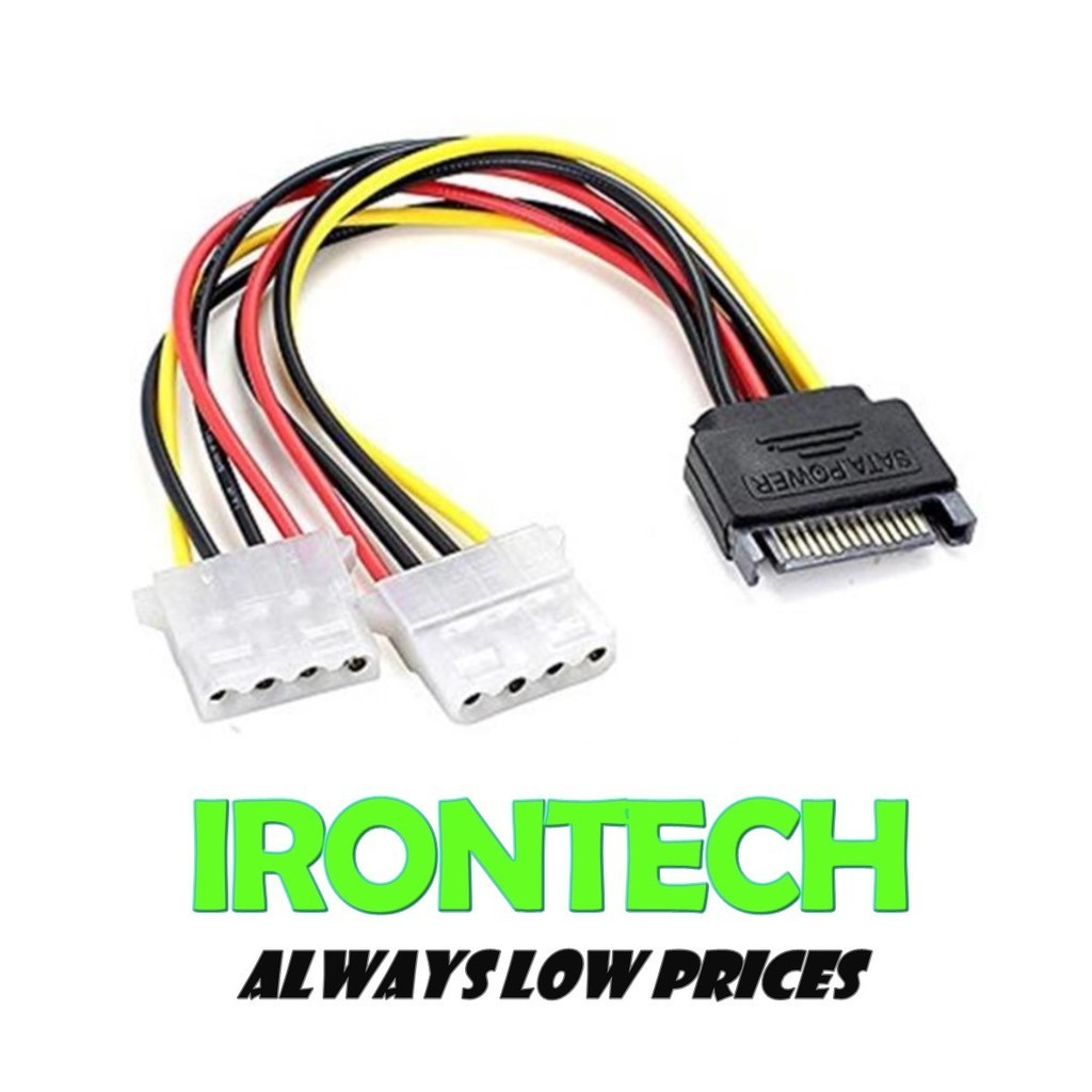 SATA 15pin Male to Dual 4pin Molex IDE Y Splitter Female Power Cable ...