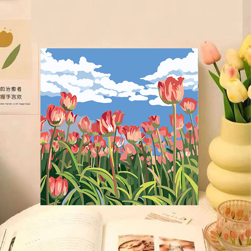 现货spots】蝴蝶花数字油画diy充填油彩画手工涂色治愈解压涂鸦画