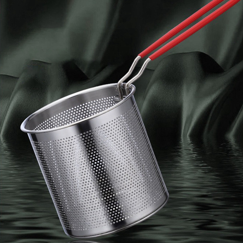 QJZB Mini Deep Fryer Pot 304 Stainless Steel Mesh Frying Strainer