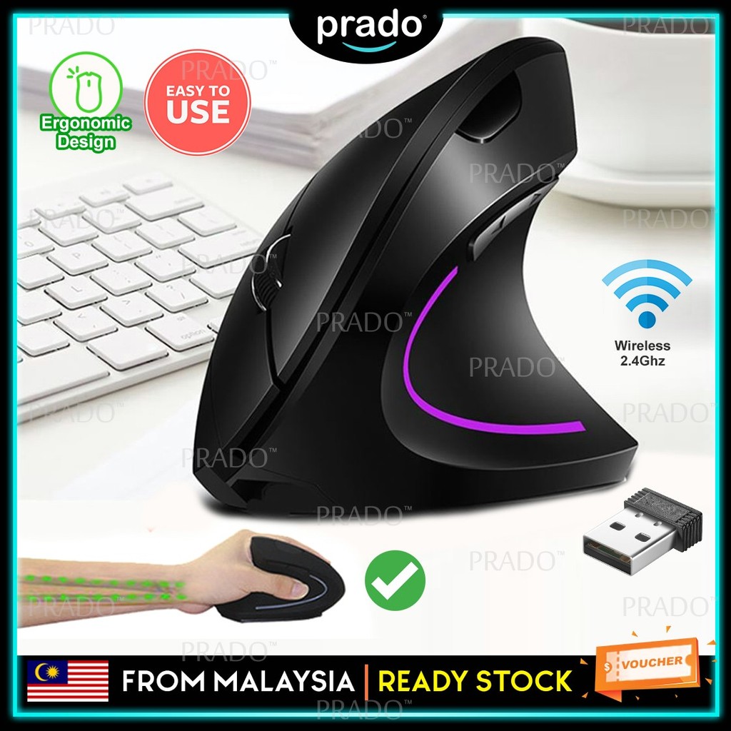 PRADO Malaysia Rechargeable 2.4G Wireless Ergonomic Vertical Mouse 1600 ...
