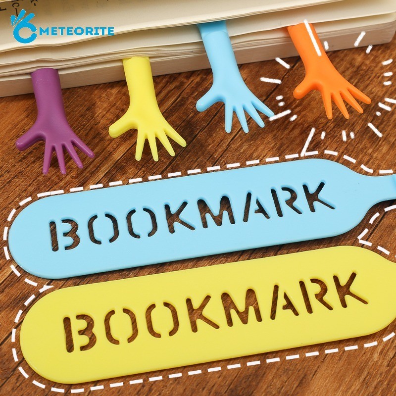 Colorful Plastic Bookmark Set - Funny Help Me Hand Shape Book Reading ...