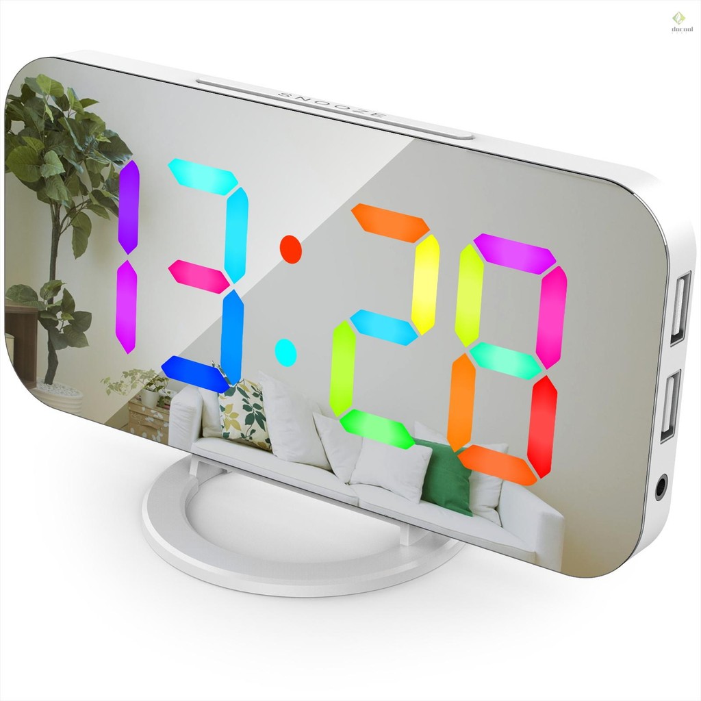 Digital Alarm Clock with Dynamic RGB Light Dimmable Brightness ...