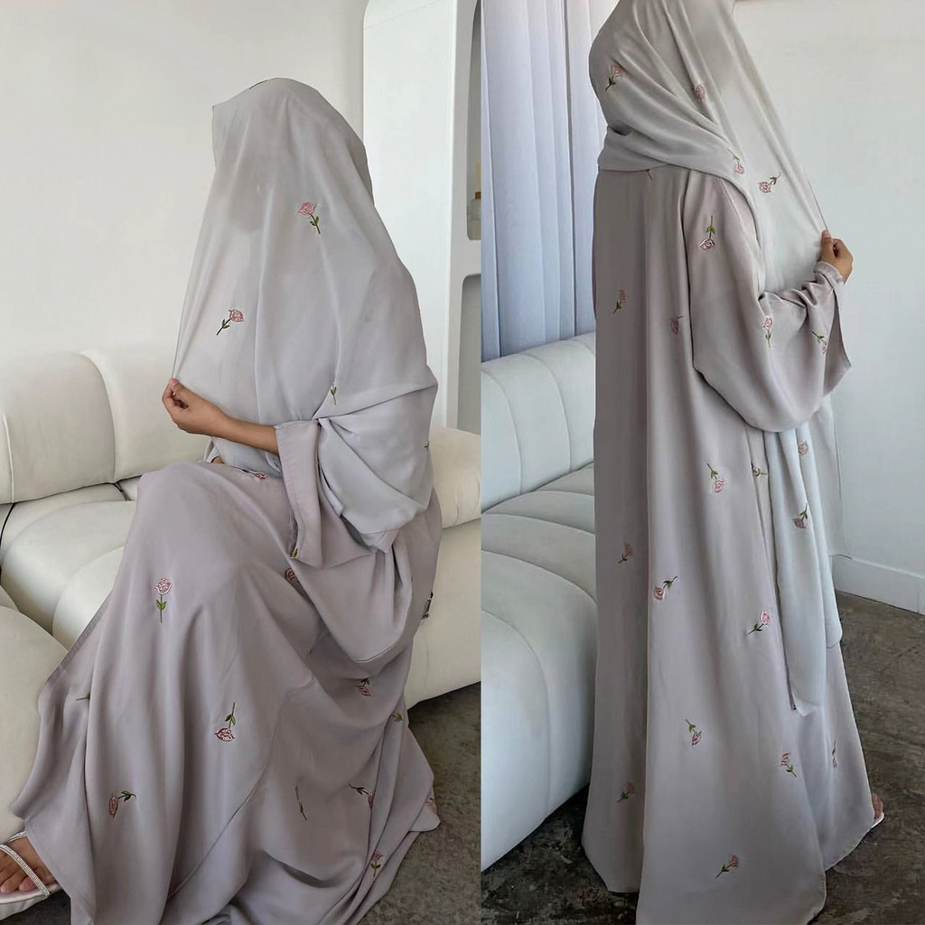 Dubai Middle East Turkey Dubai Flower Embroidered Elegant Cardigan Robe main image 1