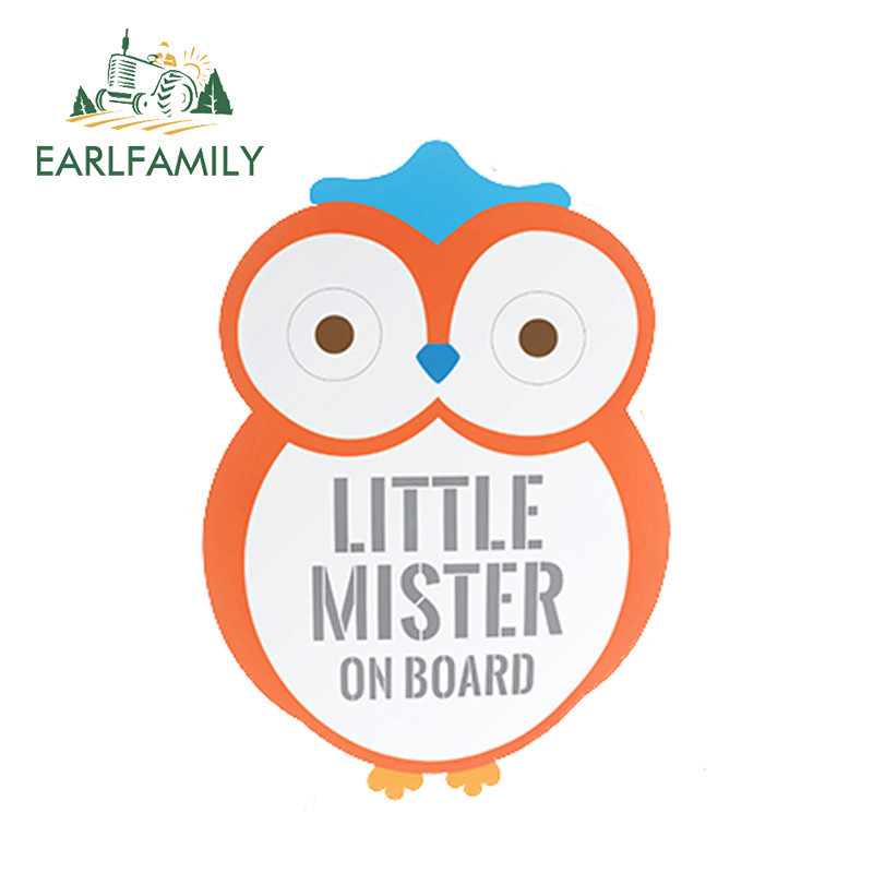 EARLFAMILY 13cm x 9.2cm Little Mister on Board Owl Shape Car Sticker ...