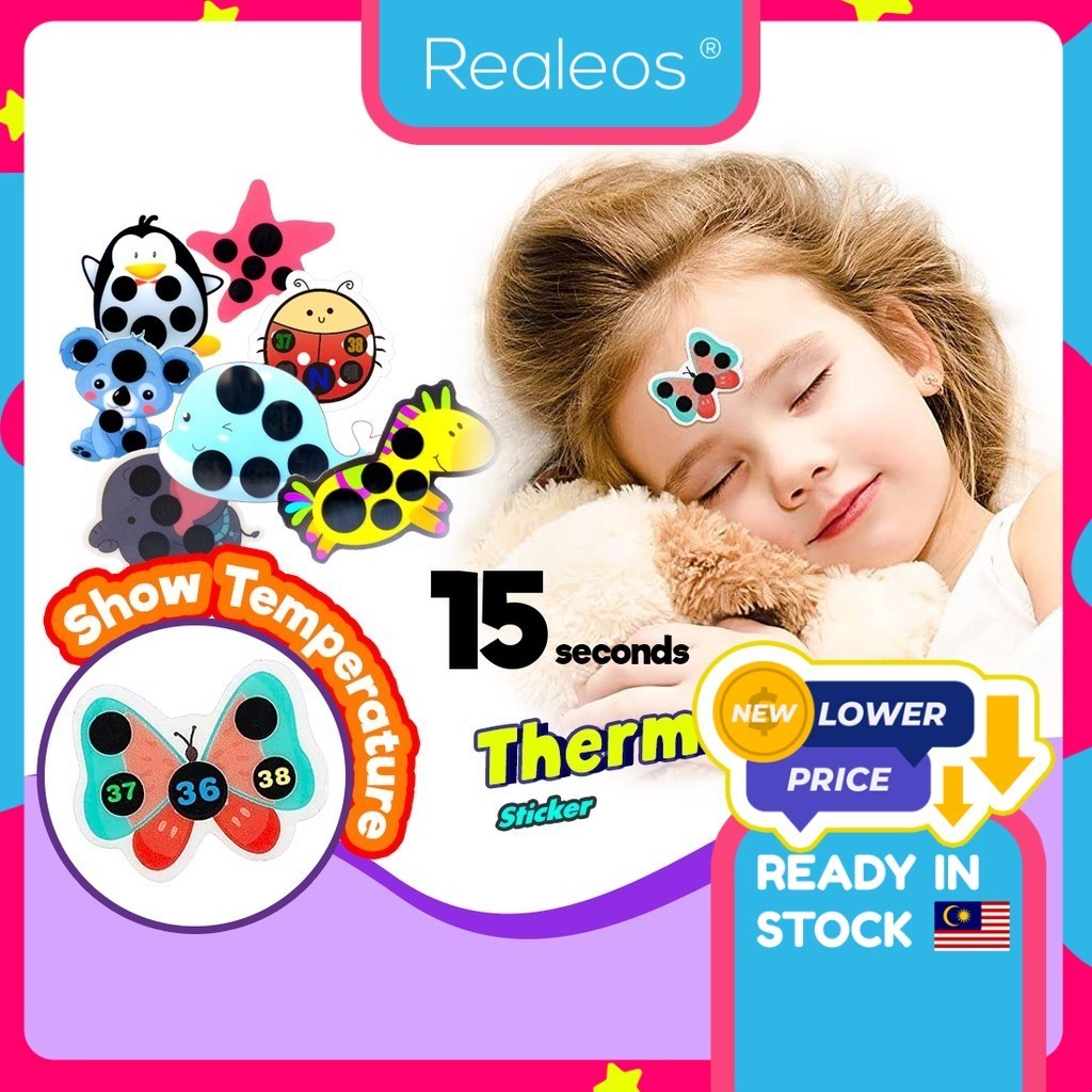 Realeos 15 seconds fever Cartoon Baby LCD Forehead Thermometer Sticker ...