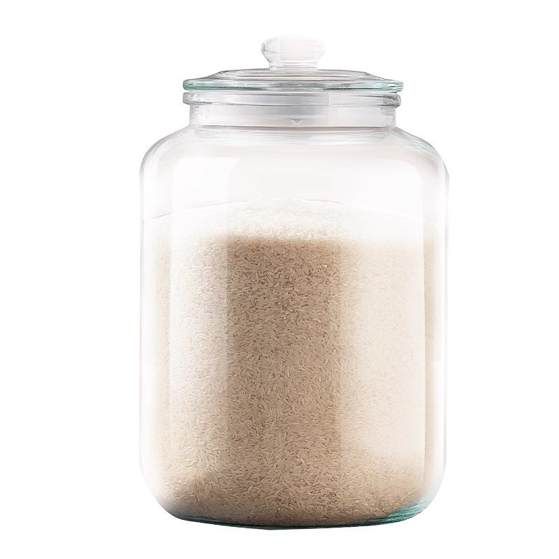 New Rice Bucket Glass Sealed Can Large Diameter Thickened Household ...
