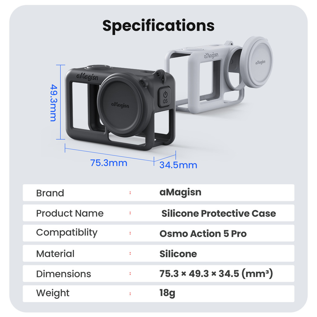 Housse Silicone Protection DJI Osmo Action 5 Pro Avec Corde Anti-Perte - Résistante Aux Chutes