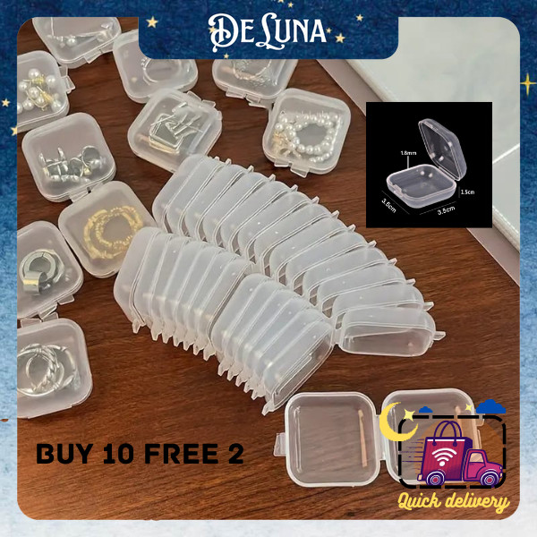 12pcs Tebal Mini Clear PP Plastic Storage Container Box 3.5x3.5x1.5cm