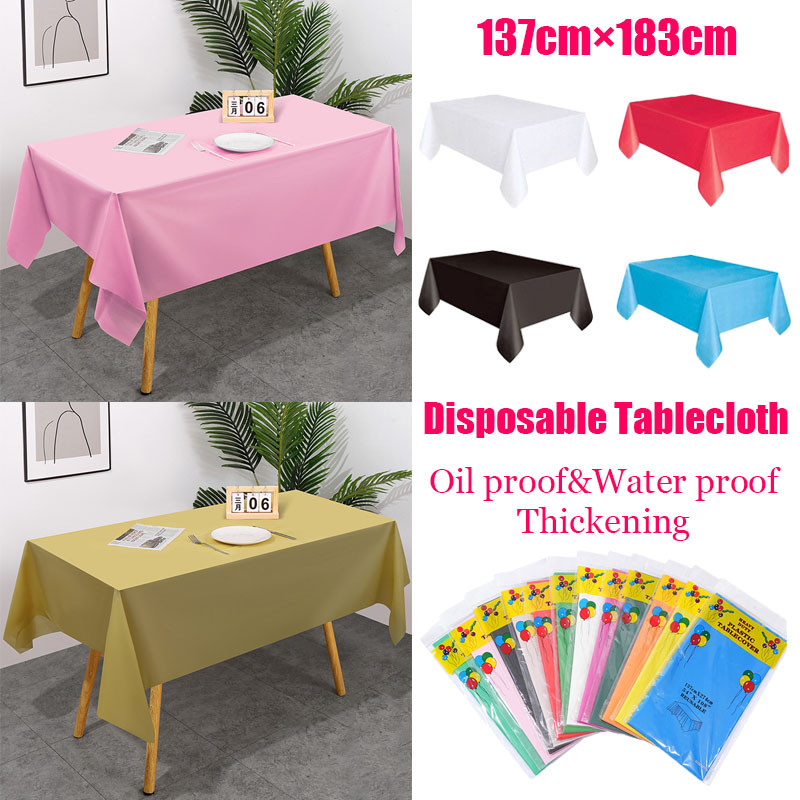 Disposable Pure Color Tablecloth Square Plastic Table Cover Birthday ...