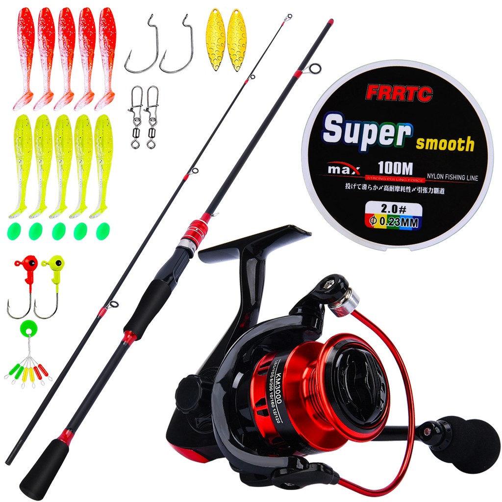 FRRTC Fishing Full Set Spinning Fishing Rod with 14BB 5.2:1 Gear Ratio ...