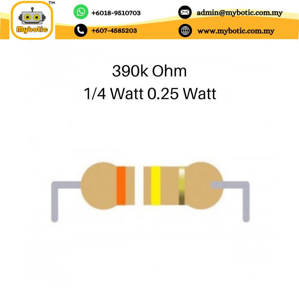 390k ohm 0.25w 1/4W resistor (5% tolerance) (10pcs/ pack) | Shopee Malaysia