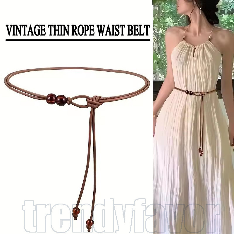 1/2Pcs Vintage Thin Rope Waist Belt For Dresses - Korean Elegant Women ...