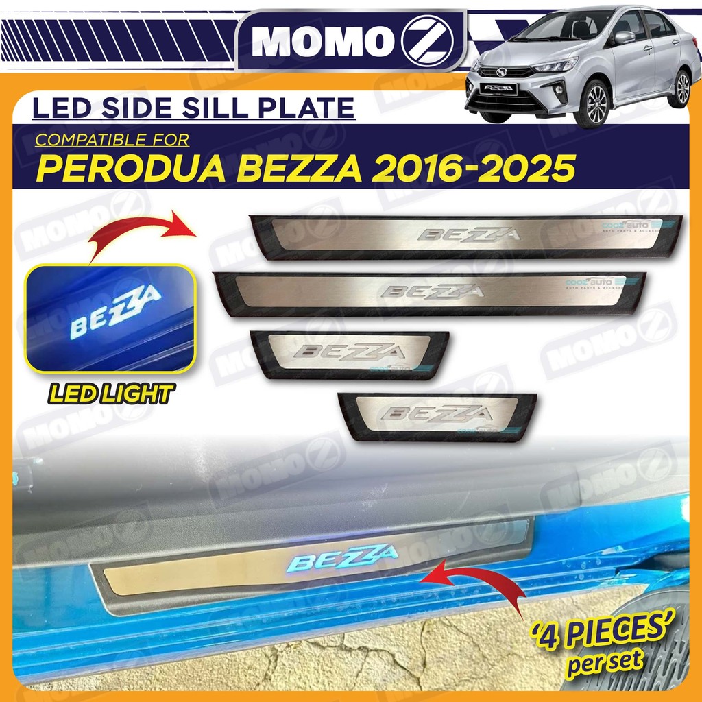 Car Perodua Bezza 2016 - 2025 LED Door Side Sill Plate Step Blue ...