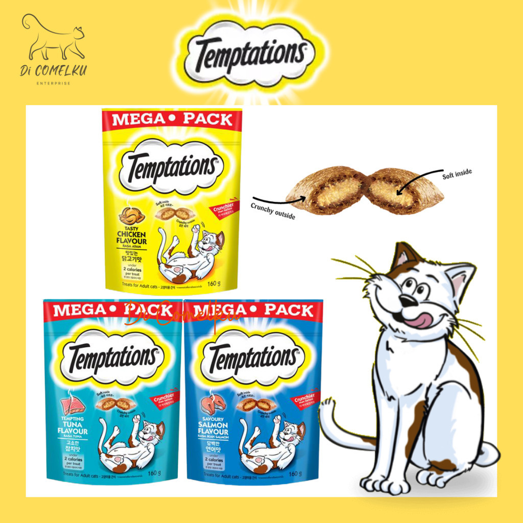 (160g) TEMPTATIONS Pocket Cat Treats | Makanan Snek Kucing Jajan ...