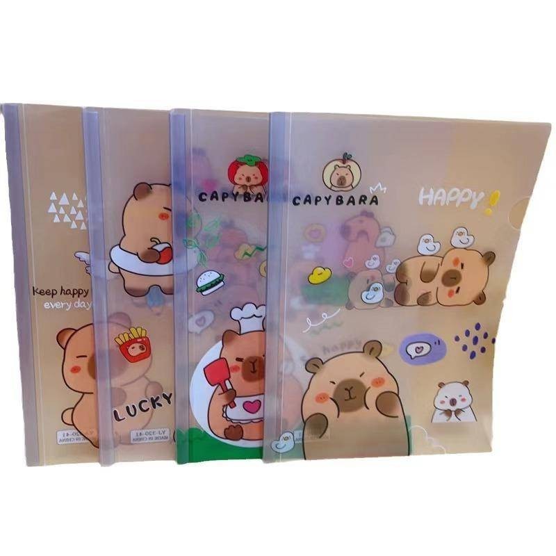 4 pieces Capybara A4 Transparent File Document Rod Sliding Bar File ...